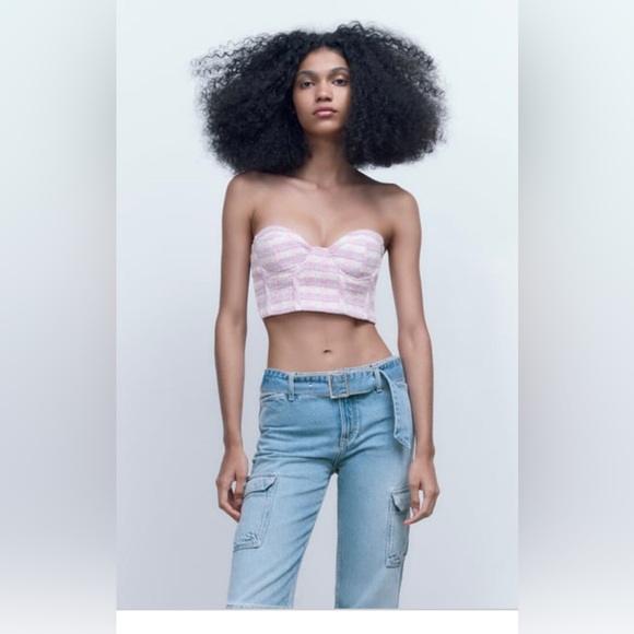 Zara Tops - zara strapless TEXTURED CORSET TOP size medium new